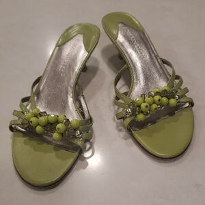 A. Marinelli Lime Green Beaded Heels